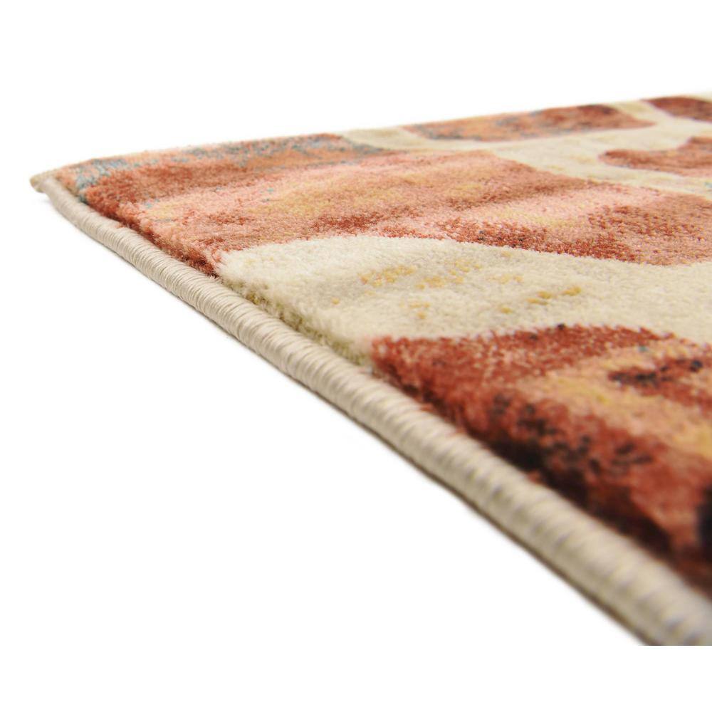 Abstract Beige & Brown Synthetic 8' x 10' Easy-Care Rug