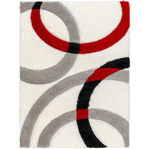 World Rug Gallery Modern Abstract Circles Gray 7 ft. 10 in. x 10