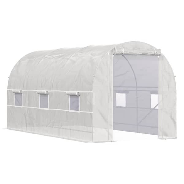 175.2 in. W x 78.75 in. D x 78.75 in. H Large White Steel Walk-In Tunnel Greenhouse for Year-Round Plant Protection