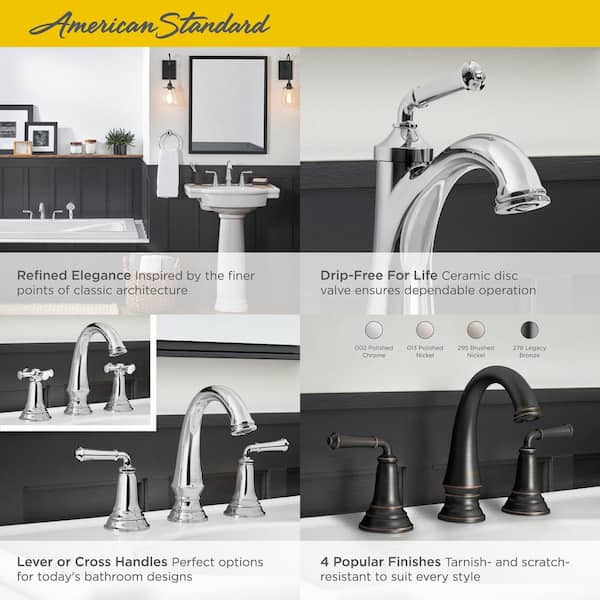 American Standard Delancey Einhebel-Wannenarmatur – Poliertes Chrom, Mit Pop-Up-Ablauf – ADA-konform & Wassersparend
