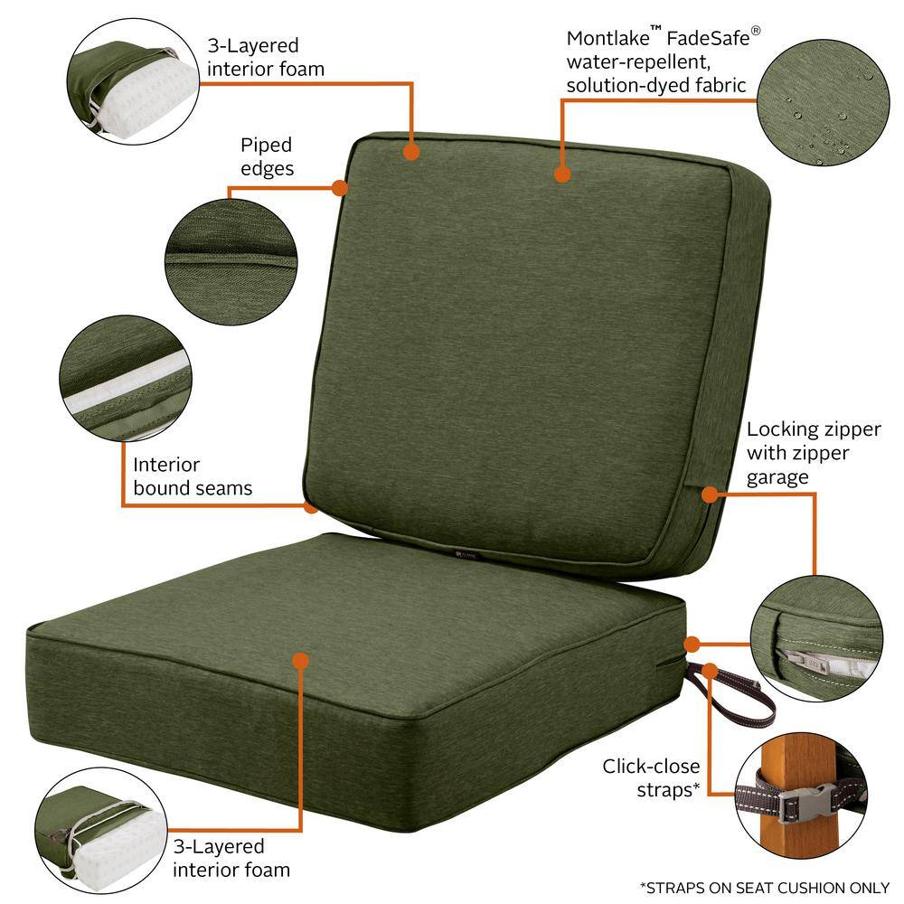Heather Fern Green Water-Resistant Patio Chair Cushion Set