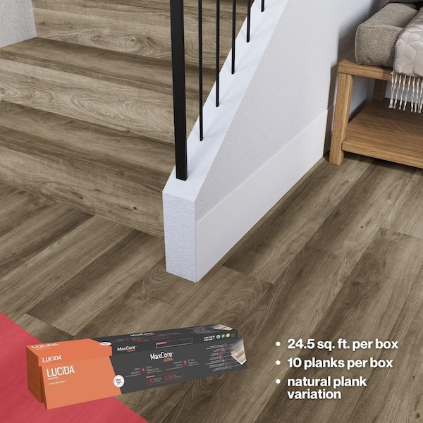 Lucida USA (Sample) Maxcore Carnelian Brown Wood Look 22-mil Interlocking Luxury Vinyl Plank