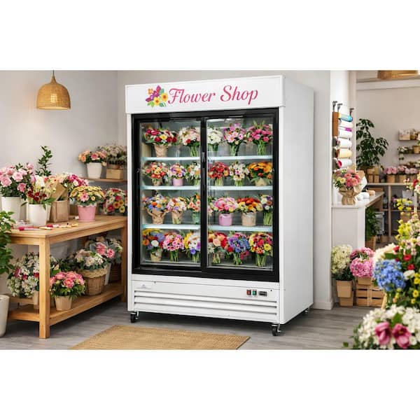 Cooler Depot 53 in. 40 cu. ft. Commercial Slide Glass Door Flowers