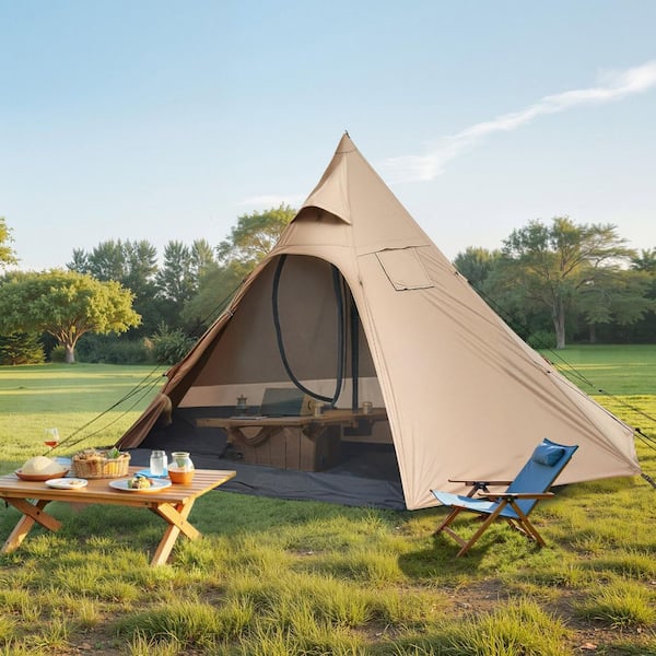 VEVOR Hot Tent for 4 Persons, Camping Tipi Hot Tents with Stove