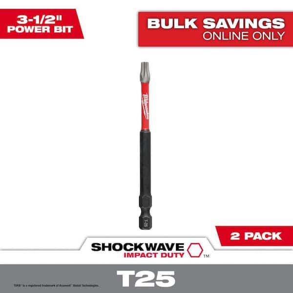 Milwaukee SHOCKWAVE Impact Duty 3-1/2 in. T25 Torx Alloy Steel Screw Driver Bit (2-Pack)