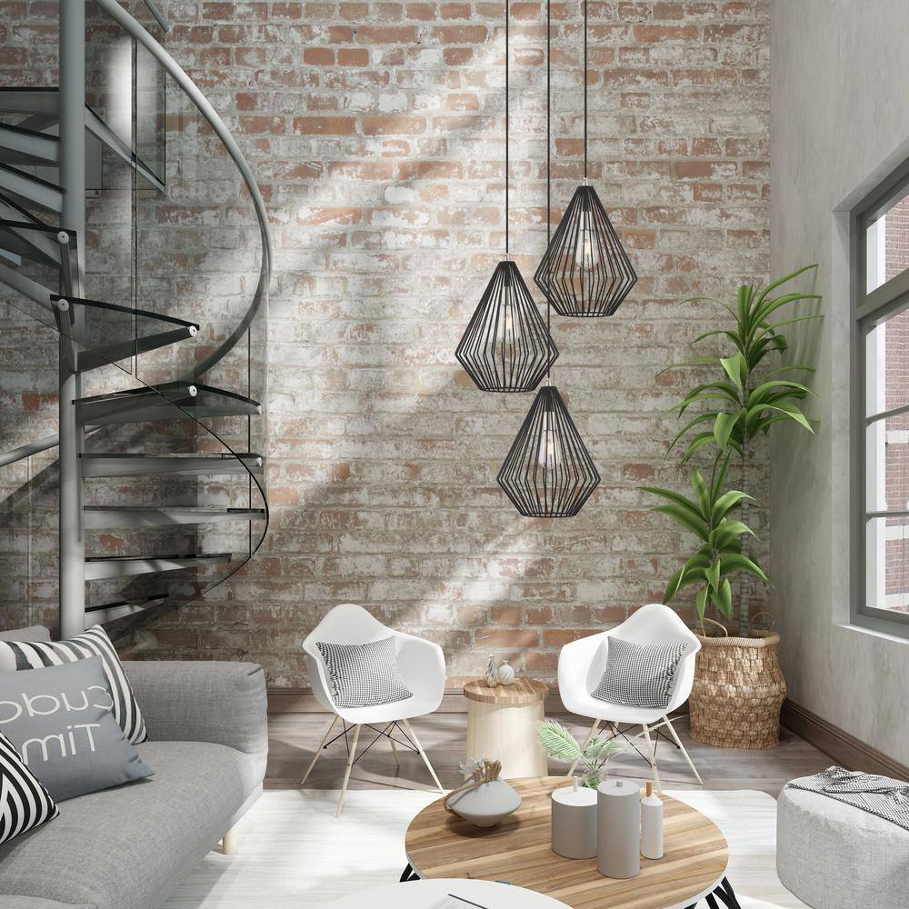 Linz Black Steel Geometric Mini Pendant Light - 21" Height