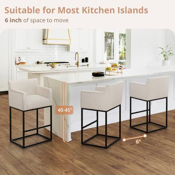 LUE BONA Luna 30 Linen Fabric Upholstered Counter Bar Stool