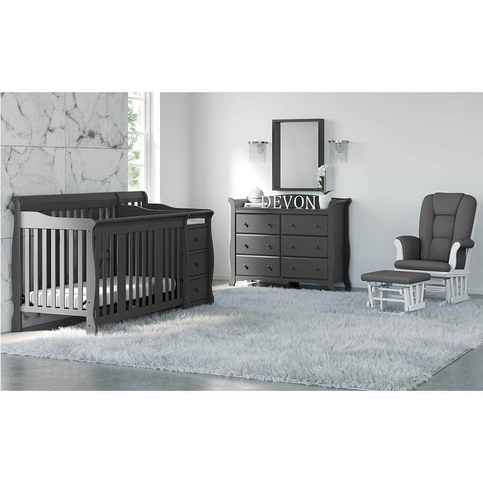 Gray Double Nursery Dresser with Six Drawers