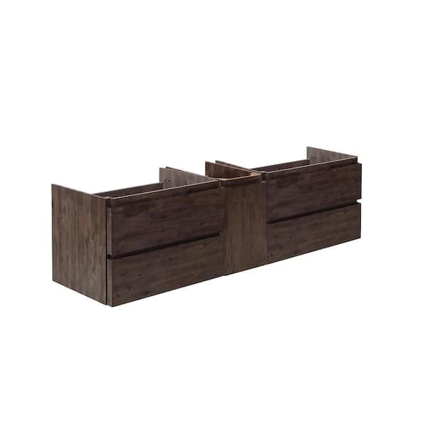 Fresca Formosa 58 in. Wall Mount Floating Double Bath Vanity Cabinet without Top in Acacia