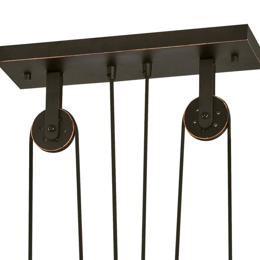 Vintage Farmhouse 59'' Oil Rubbed Bronze Island Pendant with Pulley System