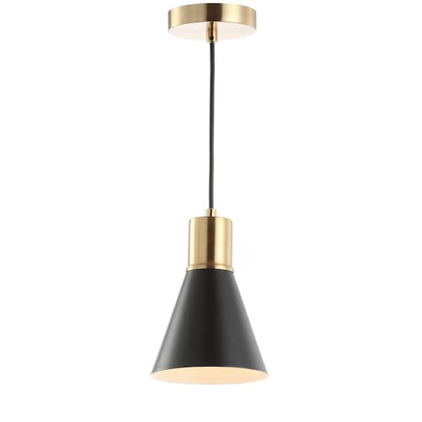 Apollo 6 in. 1-Light Black/Brass Gold Metal LED Pendant Light