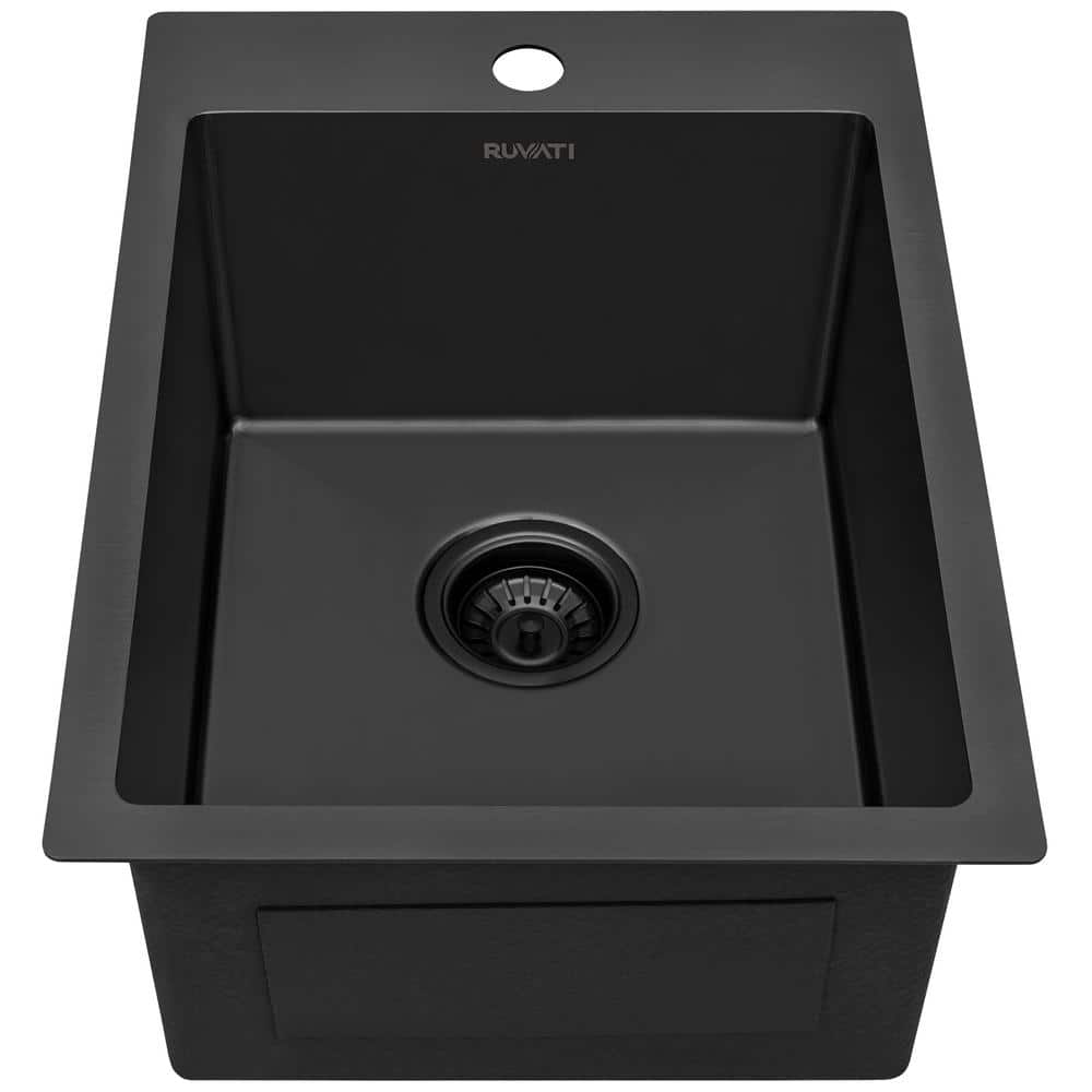 Gunmetal Black Stainless Steel Drop-In Topmount Bar Prep Sink