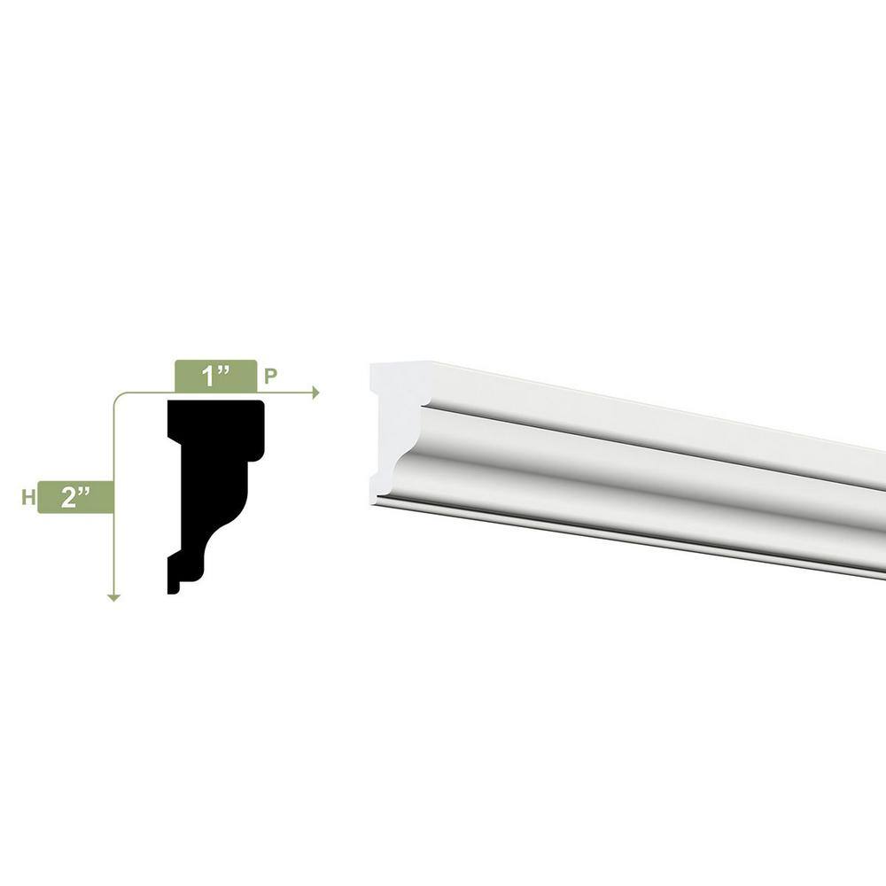 White PVC General Purpose Decorative Moulding, 2'' x 96''
