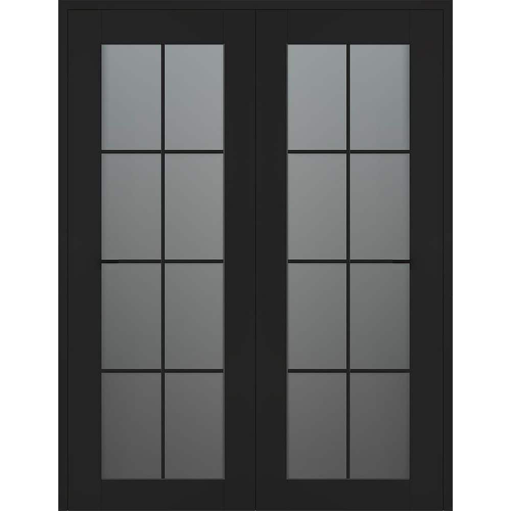 Avon 8 Lite N 48 in. x 80 in. Both Active 8-Lite Frosted Glass Black Matte Wood Composite Double Prehung French Door price history on PriceWatchPro