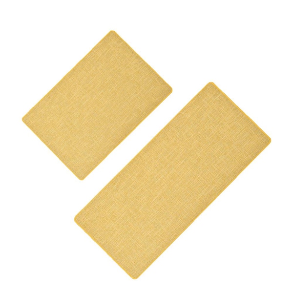 Unbranded Woven Effect Yellow 18 in. x 47 in. and 18 in. x 32 in. Polyester Set of Kitchen Mat