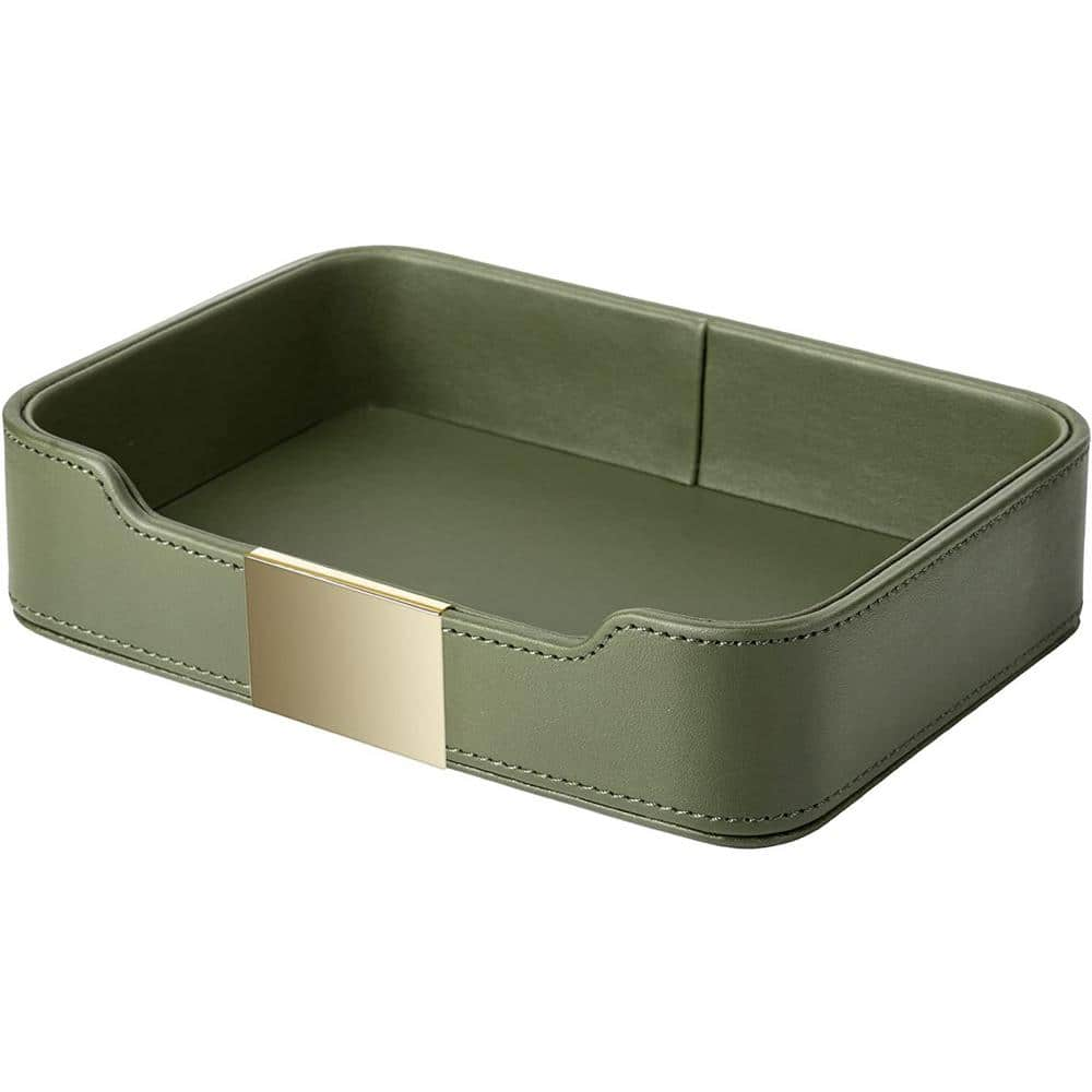 Cubilan 5.7 in. D x 8.4 in. W Green Luxury Leather Tray Desktop Storage  Decorative Tray 0922F9F5Z - The Home Depot