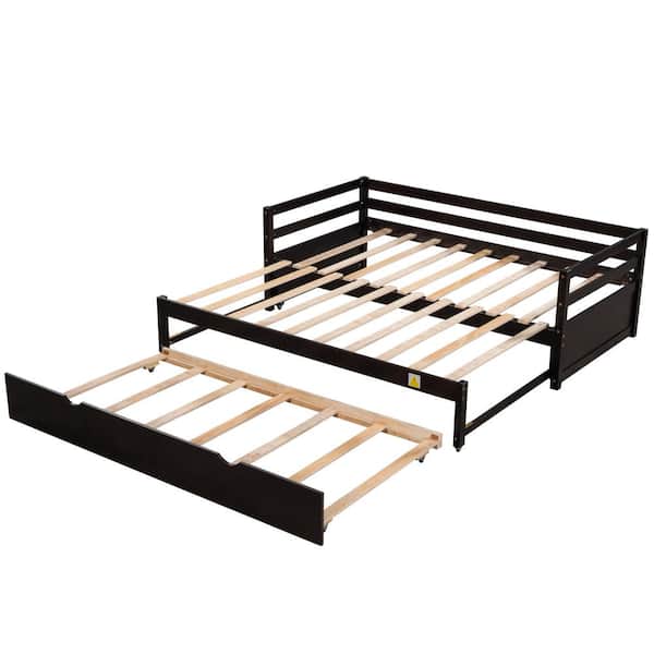 ATHMILE Espresso Double Twin Daybed with Trundle GZ-B2W20221504 - The ...