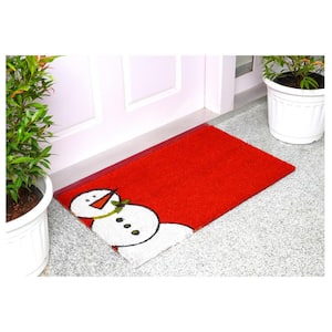 Red Winter Snowman Doormat 17" x 29"