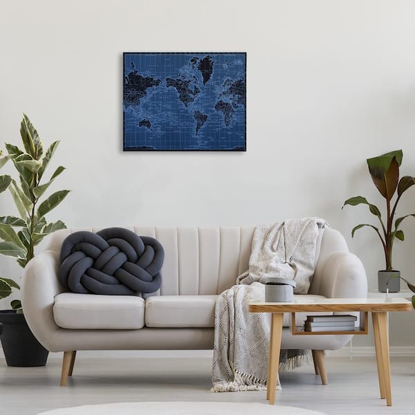 Blue Toned World Map by Phillipa Katz Unframed Abstract Graphic Art Print 24 in. x 30 in.