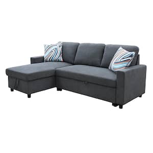 75 in. Slope Arm 2-Piece Linen L-Shaped Sectional Sofa in Dark Gray