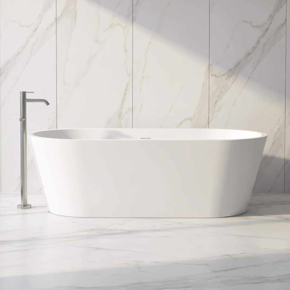 71 Inch Solid Surface Freestanding Soaking Bathtub, Oval Matte White Tub price history on PriceWatchPro