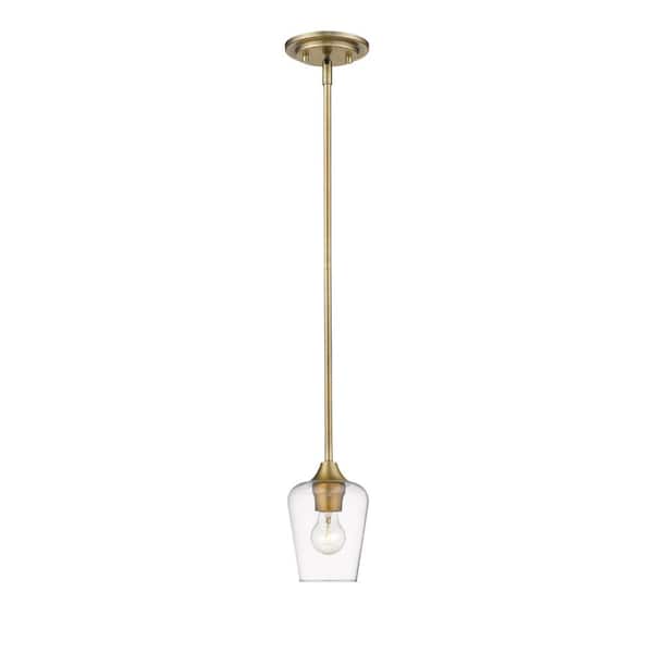 Unbranded 1-Light Olde Brass Mini-Pendant with Clear Glass Shade