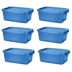 Roughneck 10-Gal. Storage Tote Container in Heritage Blue (6-Pack)