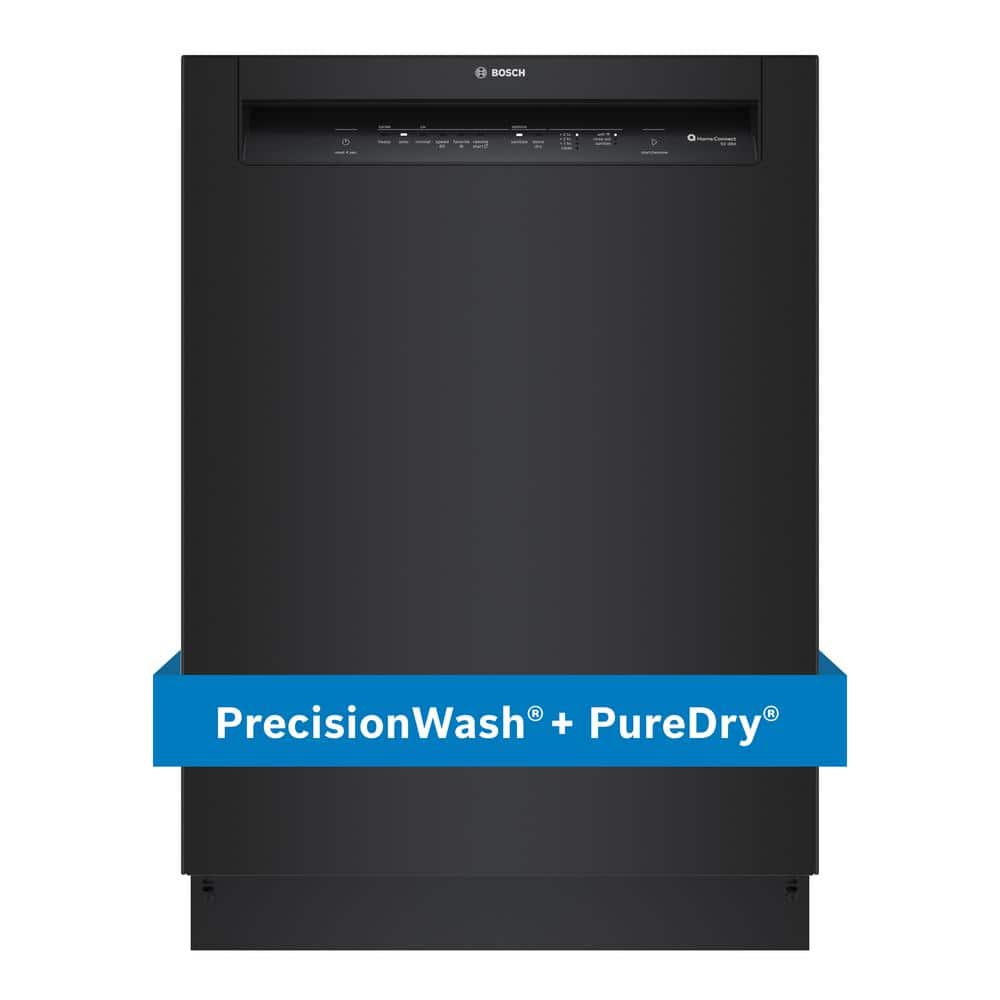 Bosch 100 Series 24 in. Black Front Control Tall Tub Dishwasher with Hybrid Stainless Steel Tub, 50 dBA