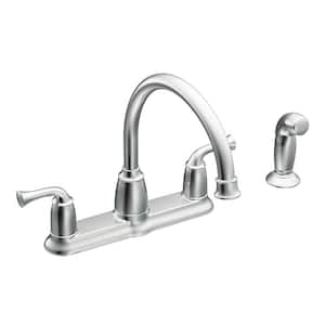 Banbury 2-Handle Mid-Arc Standard Kitchen Faucet with Side Sprayer in Chrome