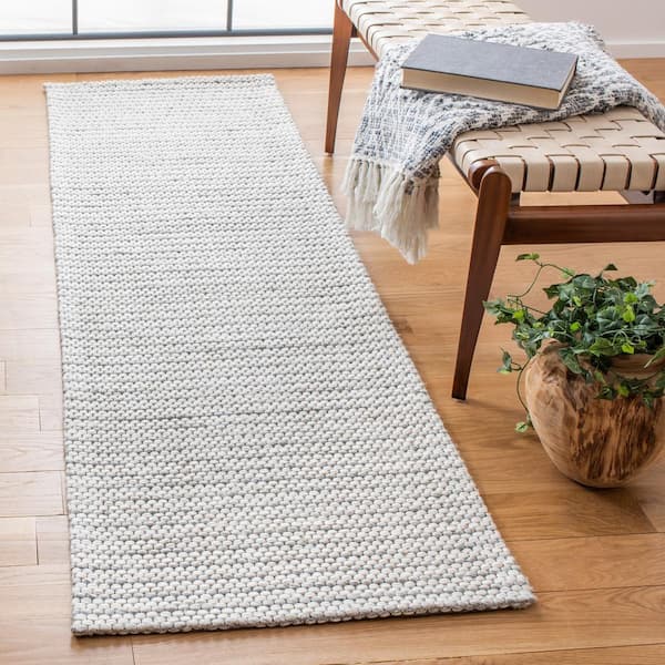Marbella Light Gray/Ivory 2 ft. x 14 ft. Interlaced Striped Runner Rug