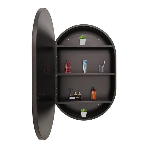 EAKYHOM 21 in. W x 31 in. H Oval Black Aluminum Surface Mount 