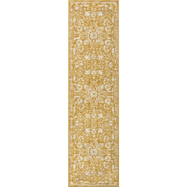Well Woven Dazzle Disa Vintage Distressed Oriental Medallion Gold 2 ft. 7 in. x 9 ft. 10 in. Runner Rug