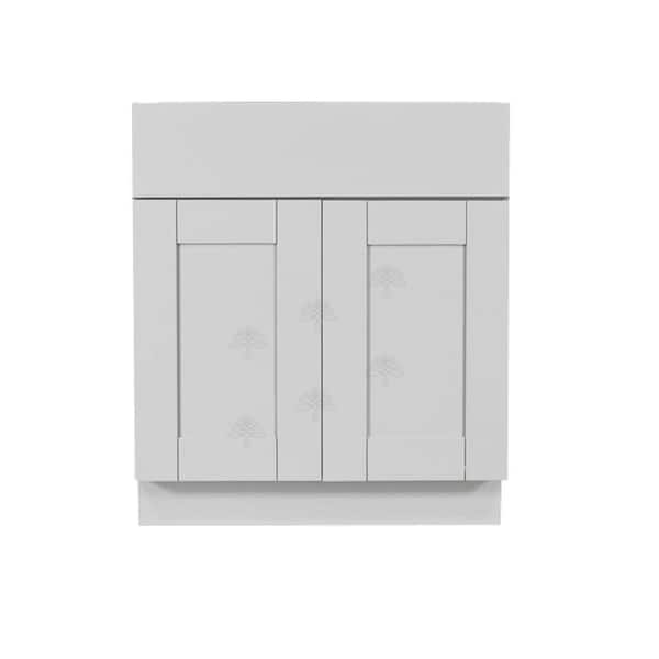 LIFEART CABINETRY Anchester Assembled 27x34.5x24 in. Base Cabinet with 2 Doors and 1 Drawer in Light Gray