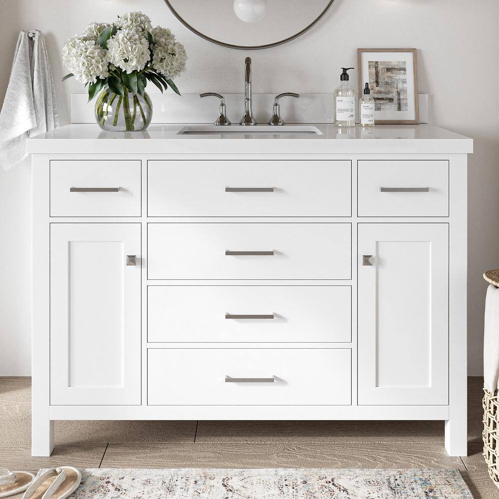 Bristol 48" White Single Freestanding Vanity Cabinet