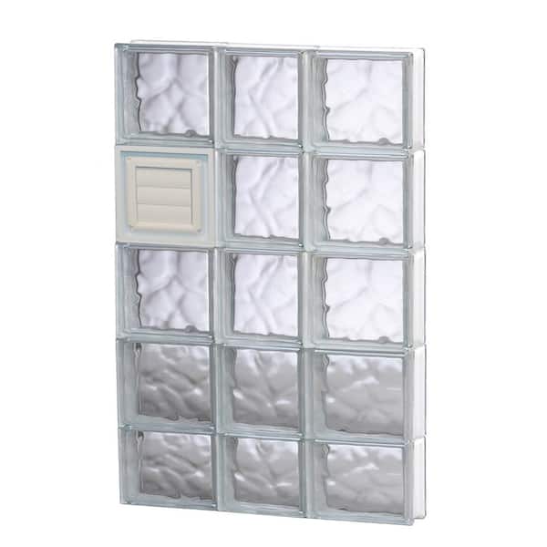 Clearly Secure 21.25 in. x 36.75 in. x 3.125 in. Frameless Wave Pattern Glass Block Window with Dryer Vent