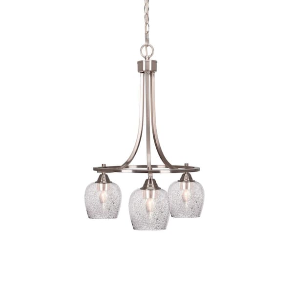 Unbranded Madison 3-Light Brushed Nickel Round Chandelier with 6 in. Smoke Bubble Glass Shades, No bulbs included