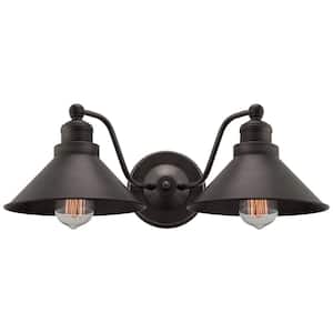 Welton 60-Watt Brushed Dark Bronze Industrial Wall Sconce with Brushed Dark Bronze Shade, No Bulb Included