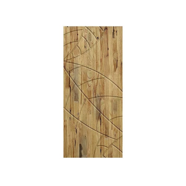 CALHOME 36 in. x 96 in. Hollow Core Weather Oak Stained Pine Wood Interior Door Slab