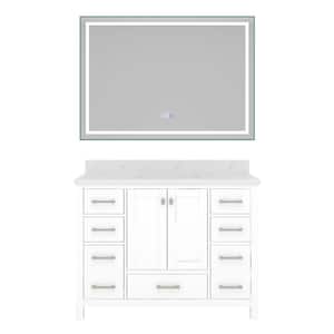 48 in. W x 22 in. D x 35.4 in. H Single Sink Bath Vanity in White with Top and Mirror