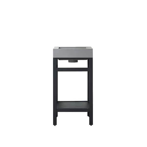 ROSWELL Ablitas 18 in. W x 18 in. D x 34 in. H Bath Vanity in Matt Black with Grey Composite Stone Top
