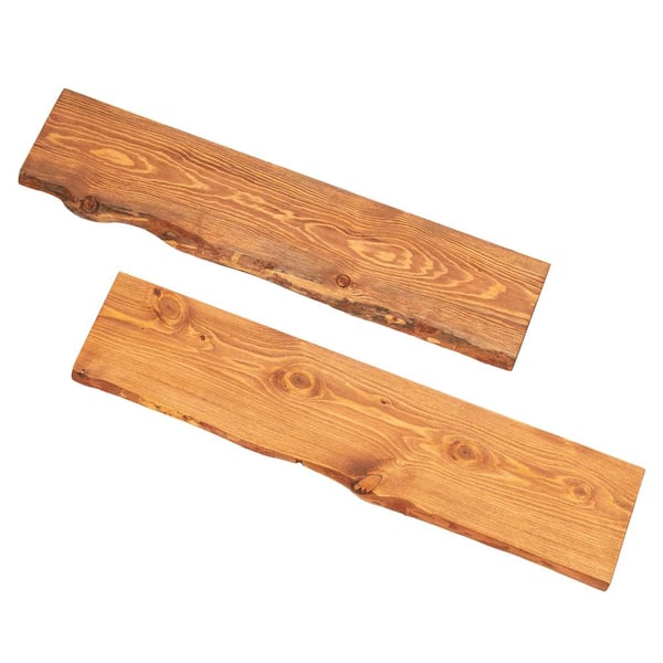 PIPE DECOR 36 in. x 8 in. x 1 in. Sunset Cedar Solid Pine Pine Live Edge Wall Shelf (Set of 2)