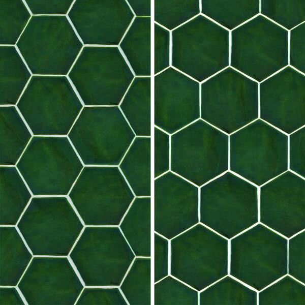 Merola Tile Viva Hex Antic Verde 5-7/8 in. x 6-3/4 in. Ceramic