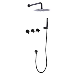 1-Spray Patterns with 2.5 GPM 10 in. Wall Mount Dual Shower Heads in Matte Black