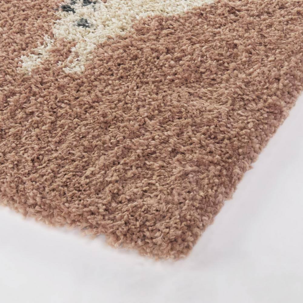 Arley Pink and White Bunny Pattern Synthetic Kids Rug