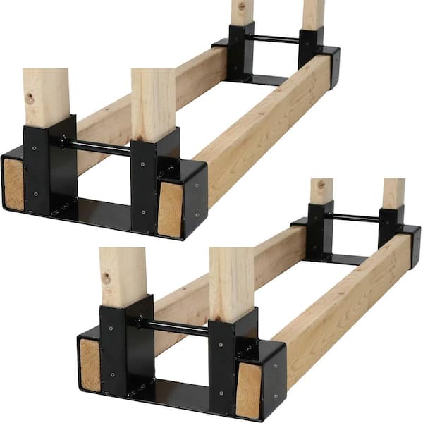Sunnydaze Decor Steel Firewood Log Rack Bracket Kit - Adjustable to Any Length (Set of 2)
