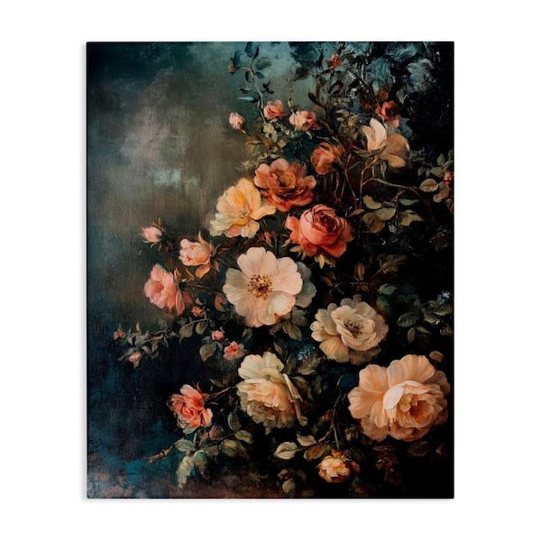 Dark Rose Florals by Petal Prints Design Unframed Nature Graphic Art Print 48 in. x 36 in.