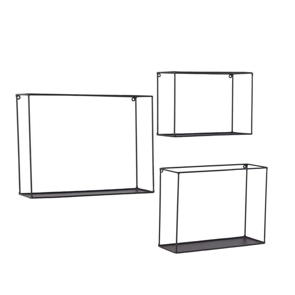 CosmoLiving by Cosmopolitan Black 3 Shelves Metal Wall Shelf (Set of 3) 042947 The Home Depot