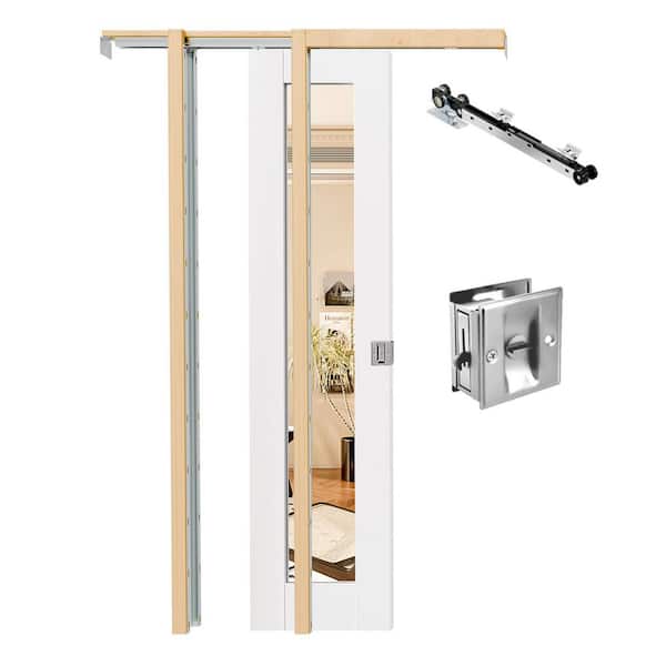 TENONER 18 in. x 80 in. 1 Lite Tempered Mirrored Glass Primed Wood