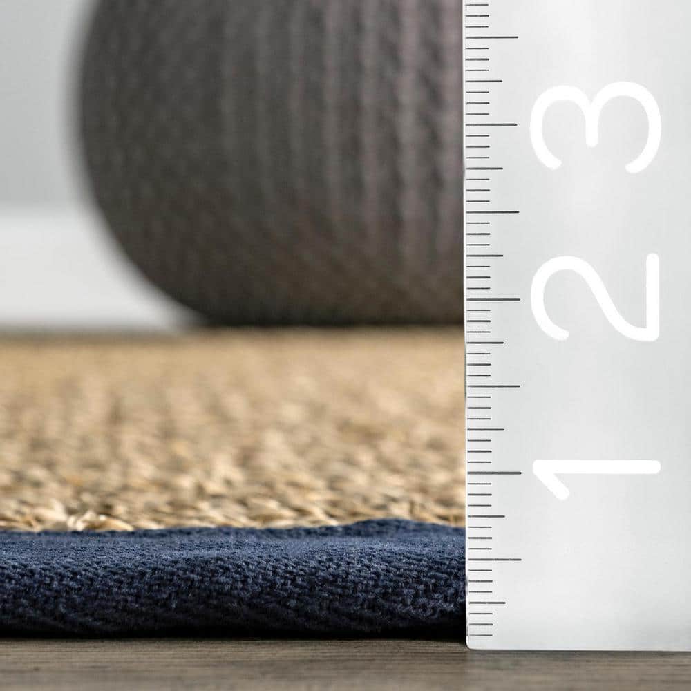 Navy Stripe Easy Care Seagrass 4' x 6' Area Rug