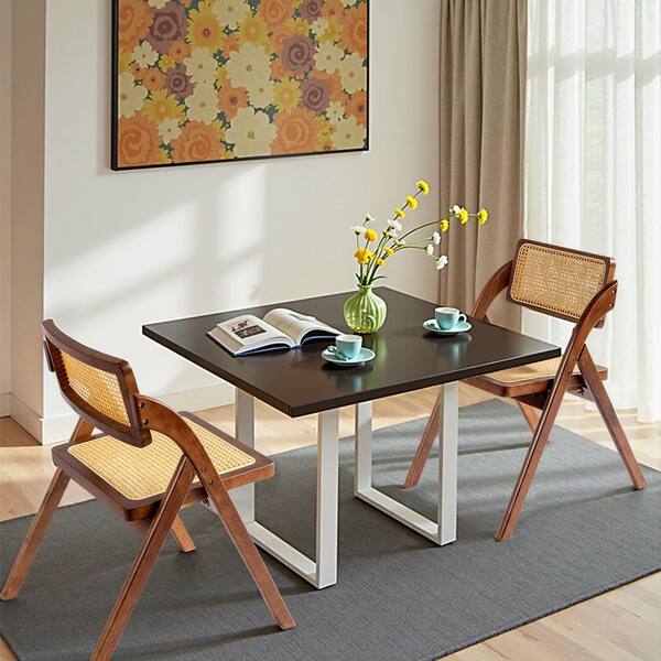 Karl home Walnut Brown Wood Armless Folding Chairs (Set of 2